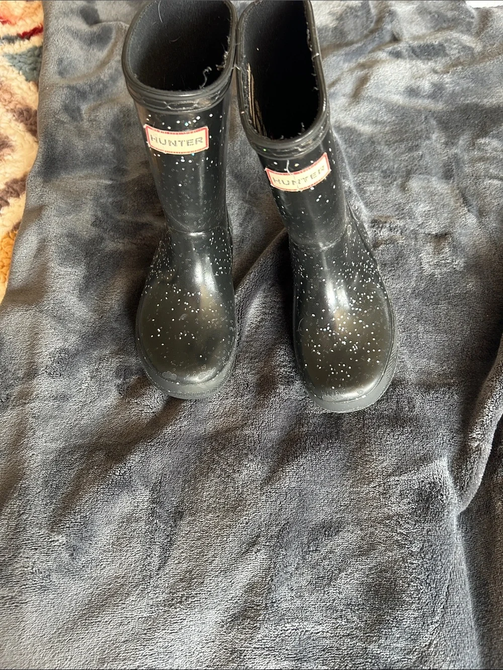 Hunter Kids Black Speckle Rain Boots
